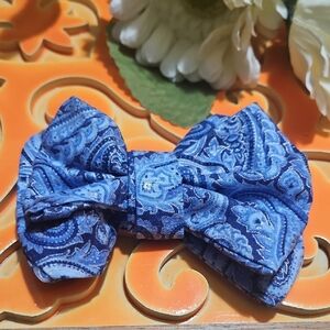 Blue Paisley Dog Bow Tie Collar Accessory